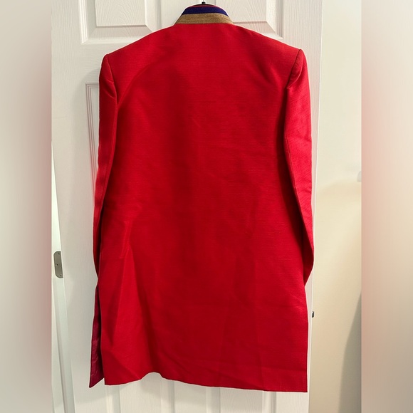 Red and blue silk indo western, Patiala bottom - Picture 2 of 6